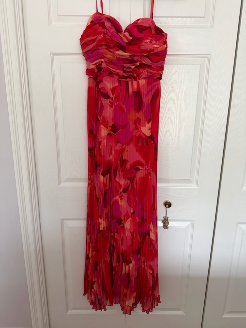 NWT Floral Pleated Bustier Maxi Gown